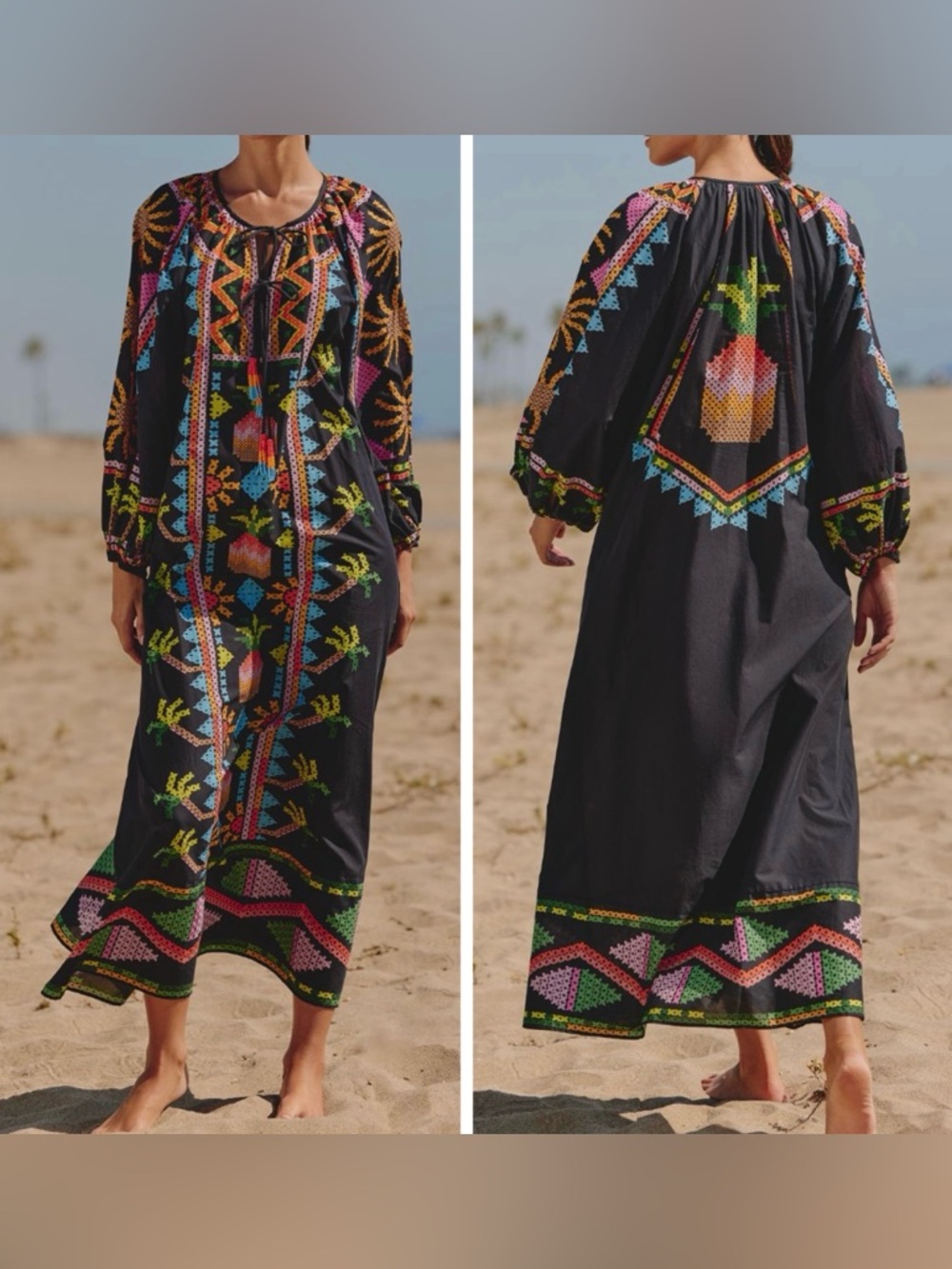 Farm Rio Bohemian Tropical Print Maxi Dress/ Cover Up, Size L